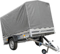 UNITRAILER Car Trailer 230 x 125 cm Garden Trailer 230 Tilting 750 kg with Jockey Wheel, 110 cm High Tarpaulin and High Bow